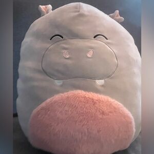 Squishmallows Gray hippo with pink belly